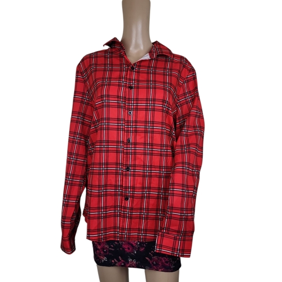 Manfinity Red Plaid Casual Button Down Shirt - Picture 1 of 4
